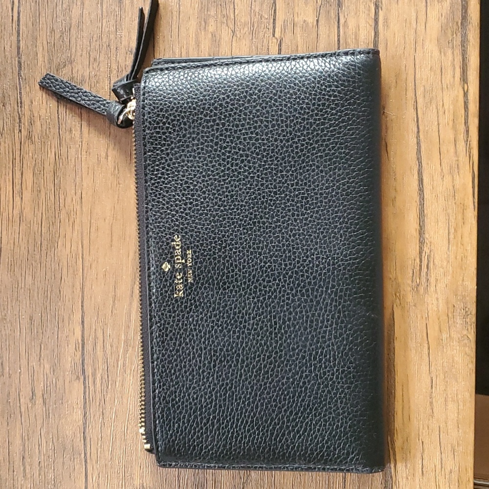 Kate Spade Black Pebbled Leather Bifold Wallet